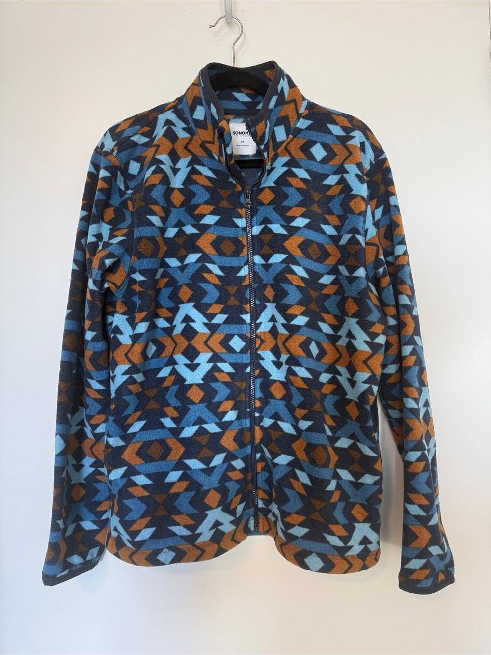 Sonoma Blue & Brown Geometric Full-Zip Fleece Jacket - Men